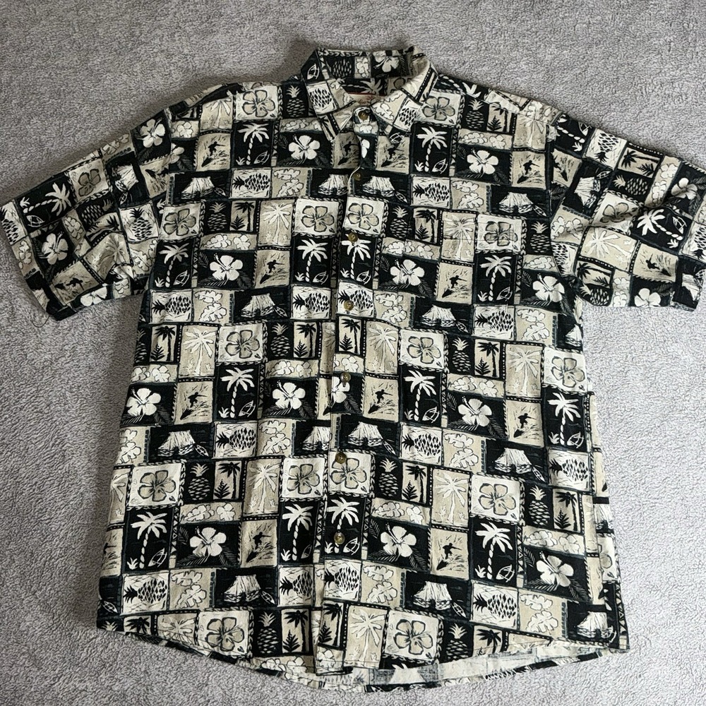 Vintage  Paradise Blue Hawaiian Shirt Mens L Tropical Aloha Button Up‎ Floral